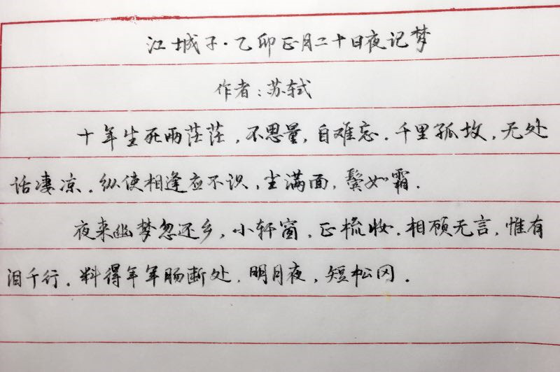 苏轼《江城子》钢笔字笔友习作欣赏