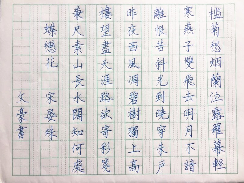 晏殊《蝶恋花》手写钢笔字笔友钢笔书法习作欣赏