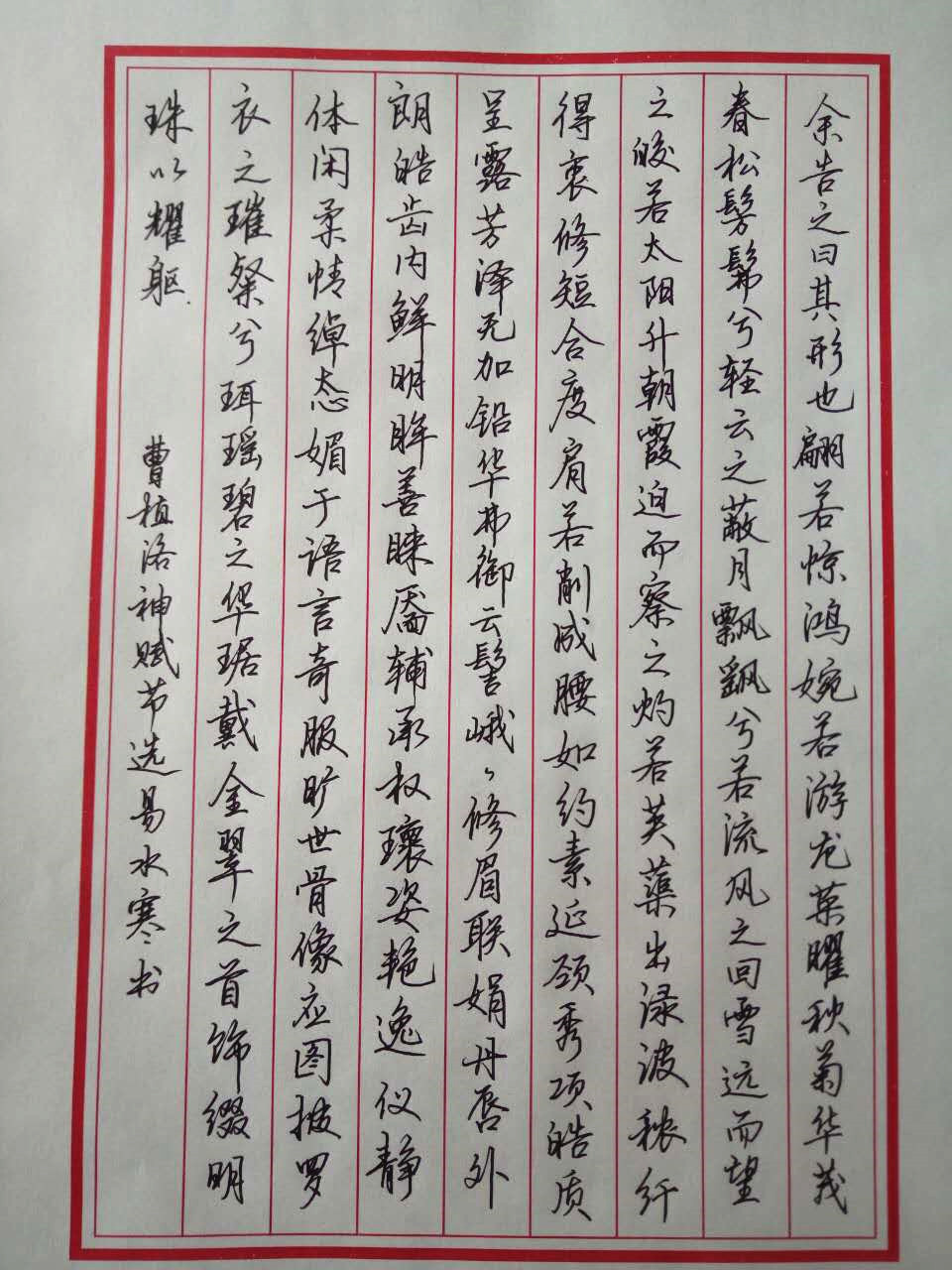 曹植《洛神赋》钢笔字笔友习作欣赏